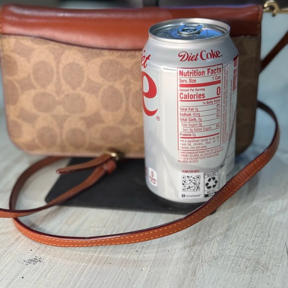 Coach Brown Signature Canvas and Leather Crossbody with Gold 'C'